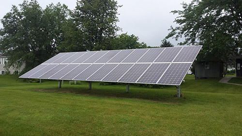 Solar panels in the snow